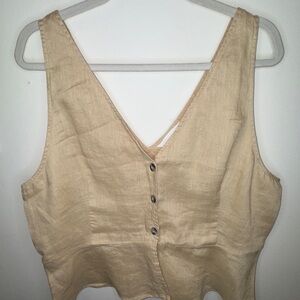H&M Light Tan Sleeveless V-Neck Blouse